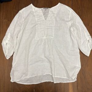 100% Linen White Blouse
